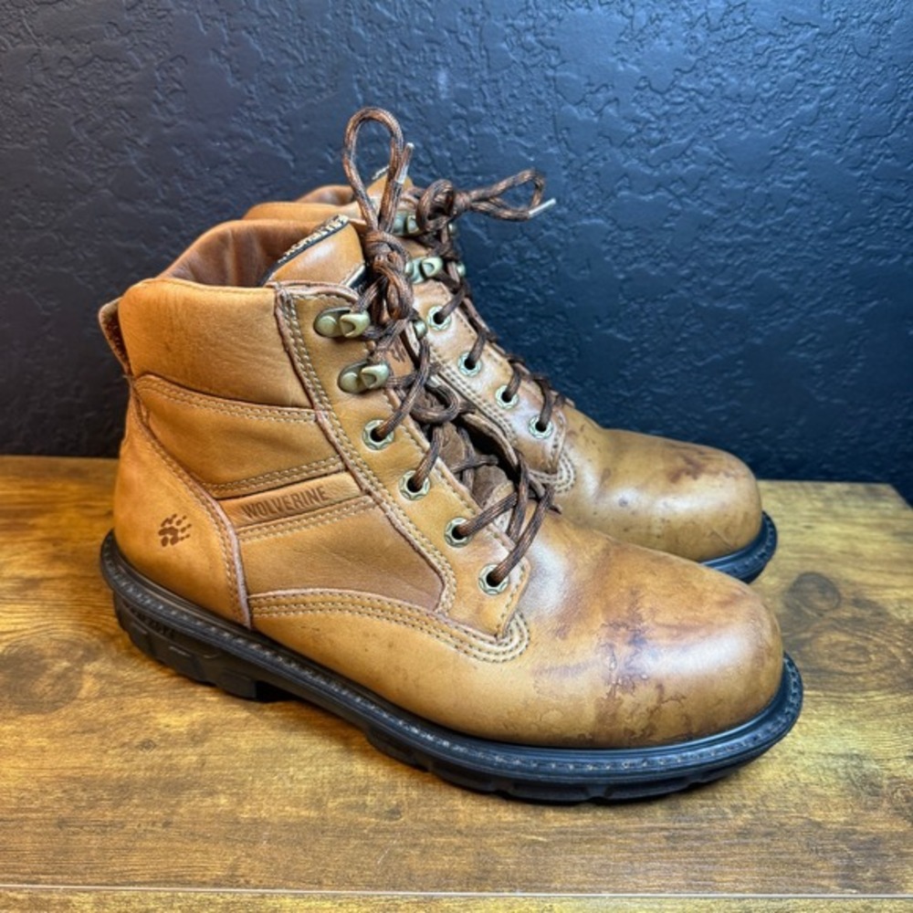 Wolverine‎ MultiShox 04430 Brown Leather Steel Toe Work Boots Mens 9.5